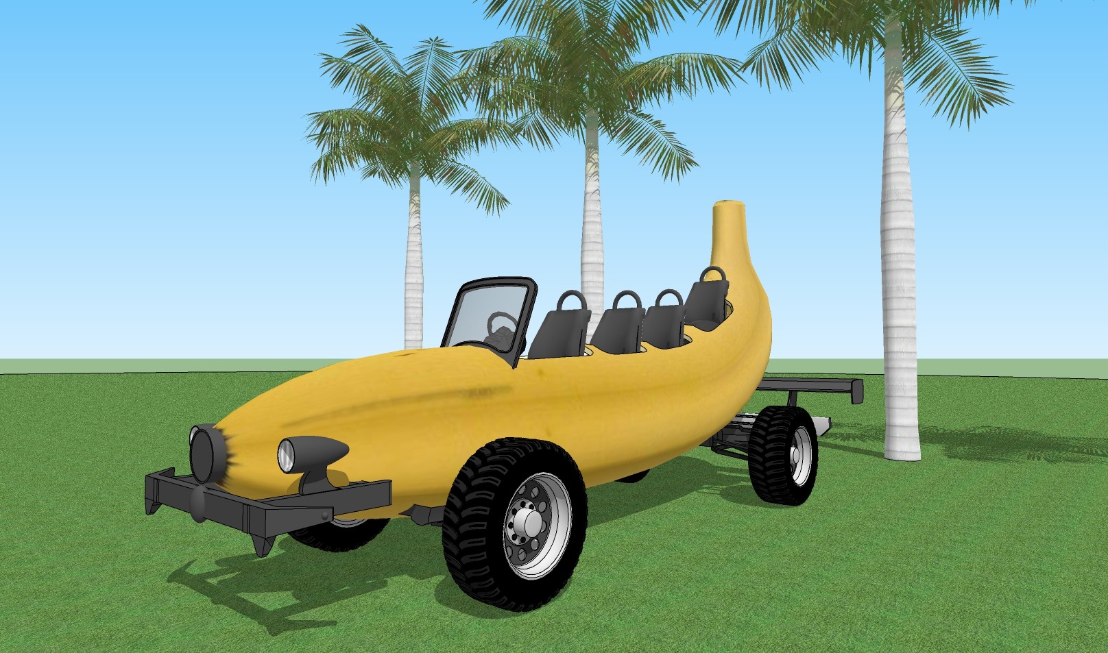 儿童卡通车游乐设备小火车,观光车香蕉, (2)su草图模型下载