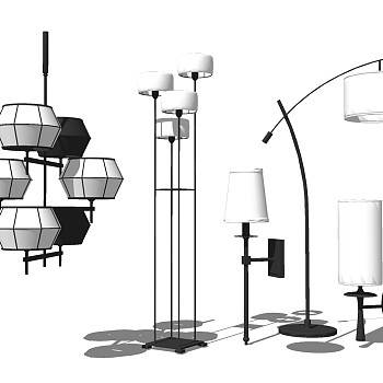 新中式落地灯 (2)su草图模型下载