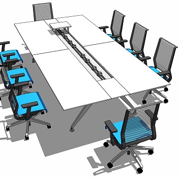 现代办公家具会议室会议桌椅子 (17)su草图模型下载