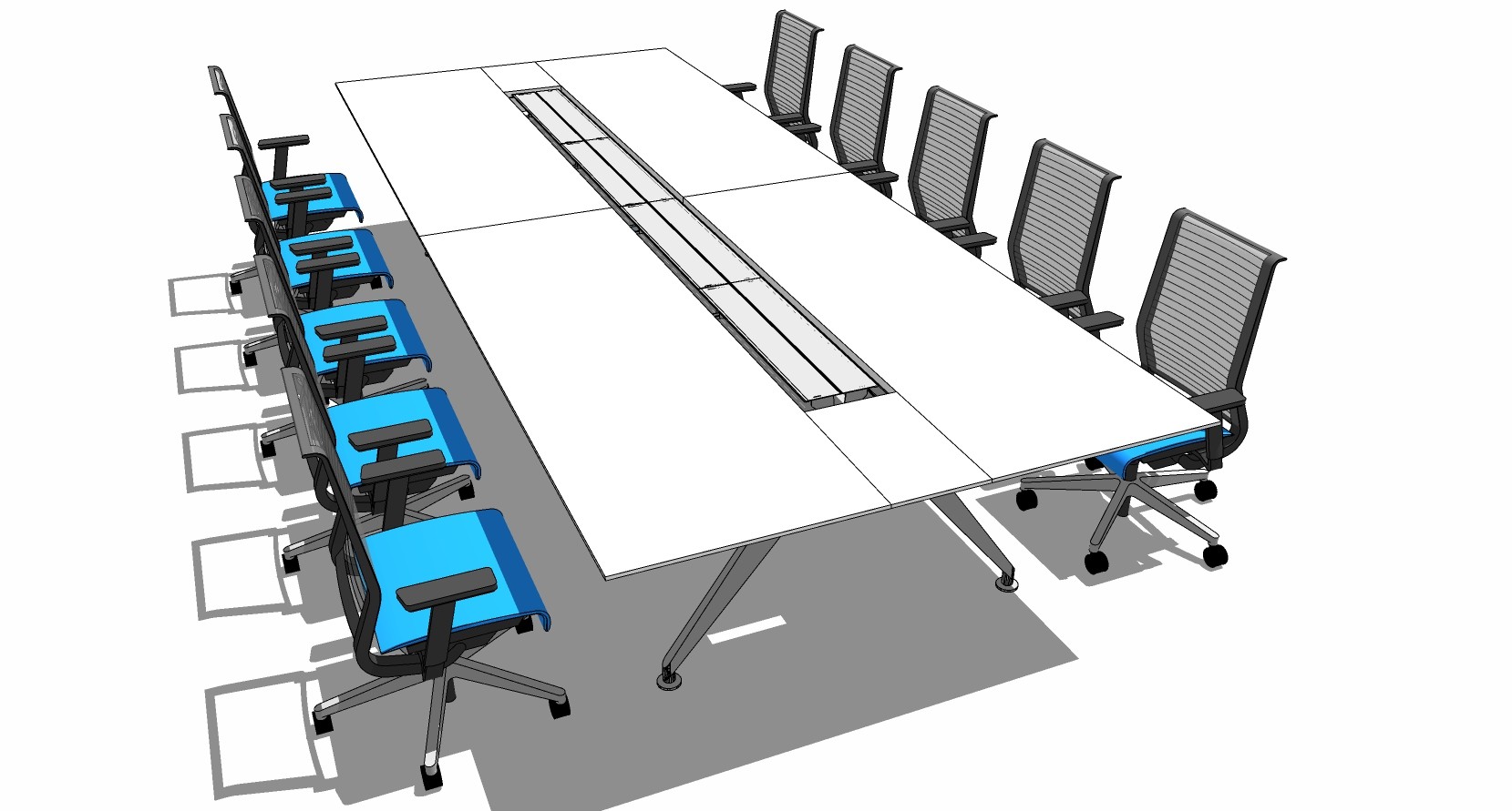 现代办公家具会议室会议桌椅子 (22)su草图模型下载