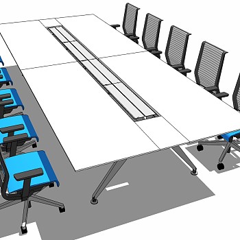 现代办公家具会议室会议桌椅子 (22)su草图模型下载