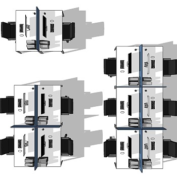 现代开敞办公室工位办公椅 (29)su草图模型下载