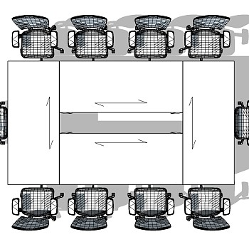 现代会议桌办公椅子 (45)su草图模型下载