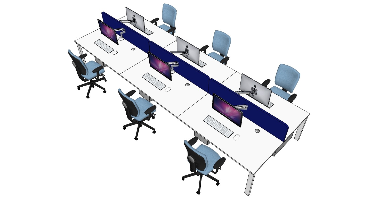 现代办公桌椅员工工位 (31)su草图模型下载