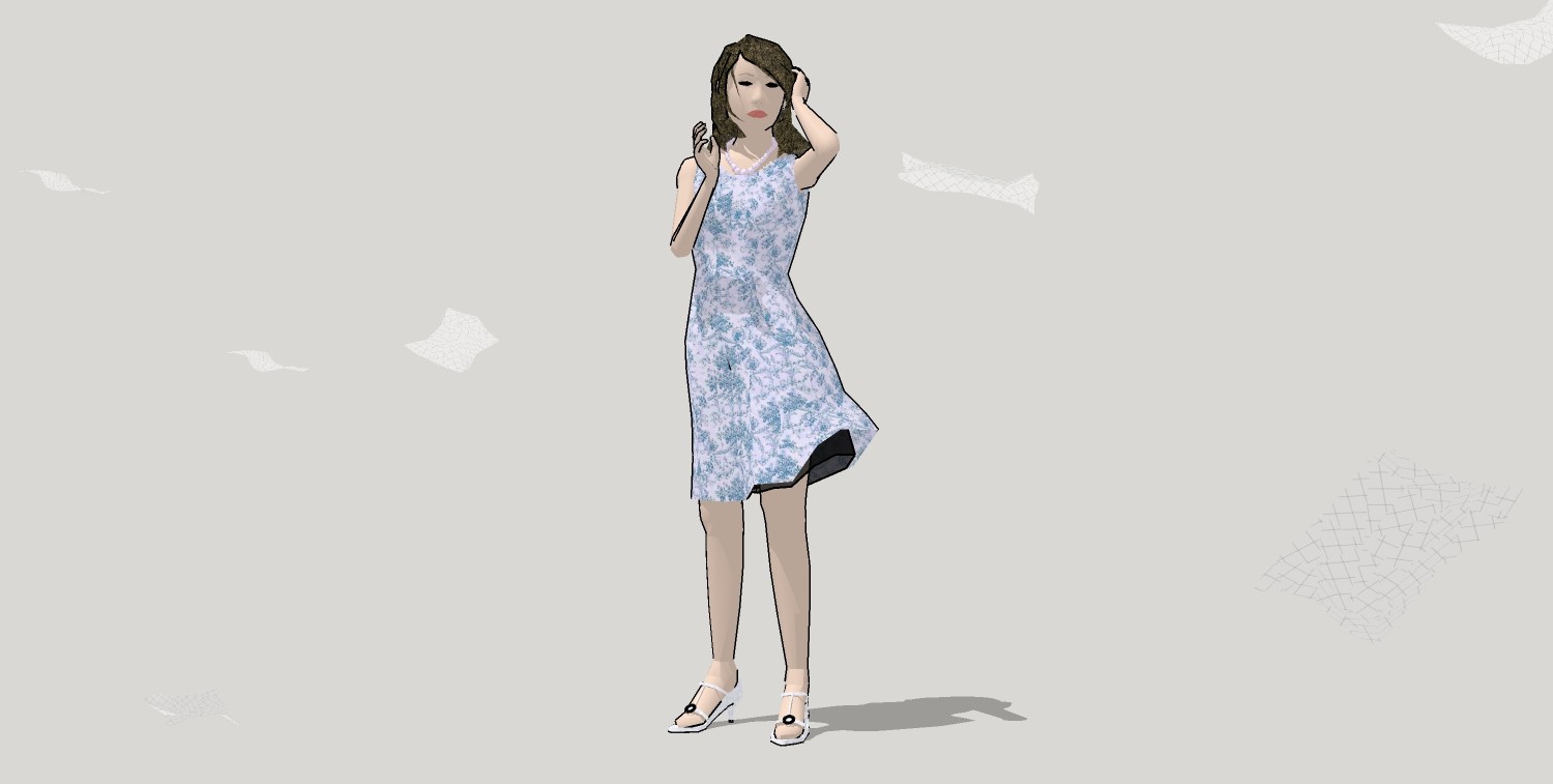 女装人物服饰服装模特  (4)su草图模型下载