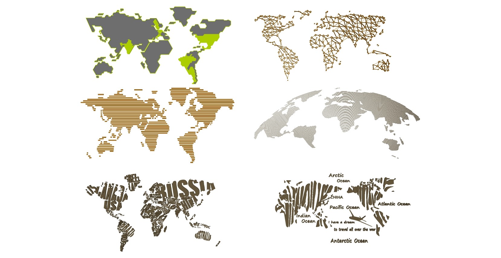 世界地图墙饰挂饰挂件 SketchUpsu草图模型下载