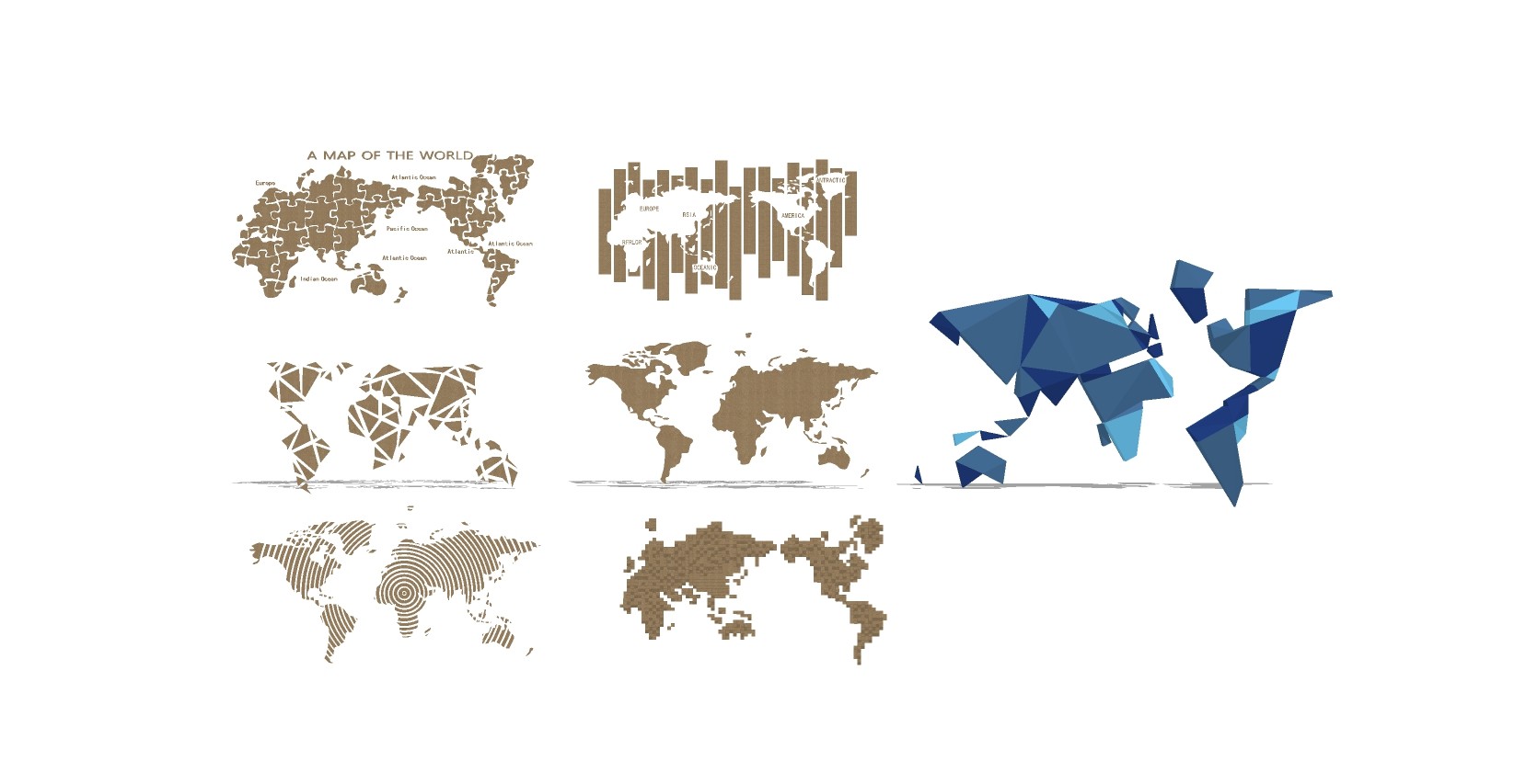 世界地图墙饰挂饰挂件  SketchUpsu草图模型下载