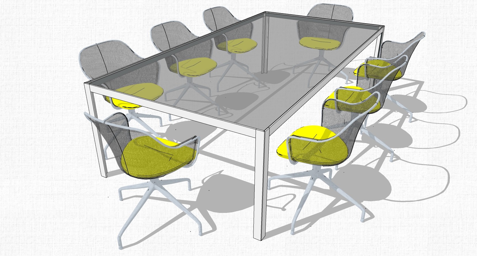 现代极简办公会议桌椅子 (4)su草图模型下载