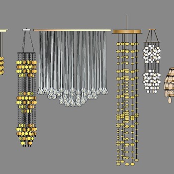 7现代水晶吊灯组合su草图模型下载