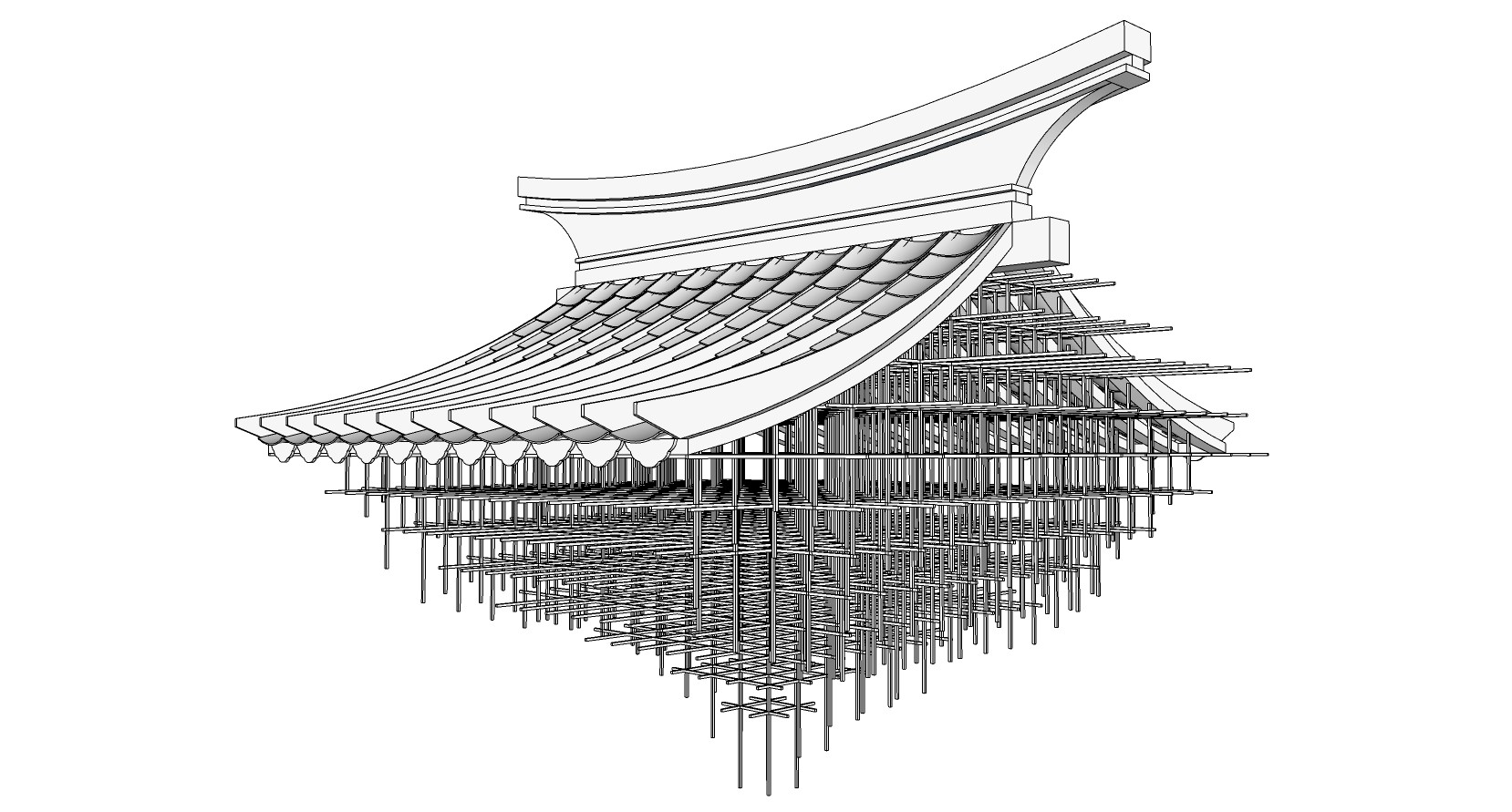 4现代异形房顶屋檐形状金属吊灯 吊饰SketchUpsu草图模型下载