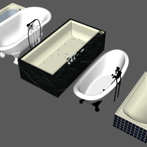17现代简欧式美式开放外露独立式浴缸SketchUpsu草图模型下载