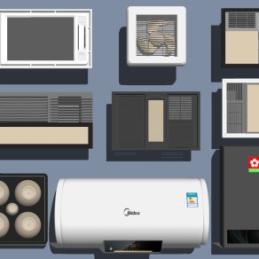 12现代浴霸排风扇五合一三合卫生间集成灯热水器速热厨宝SketchUpsu草图模型下载