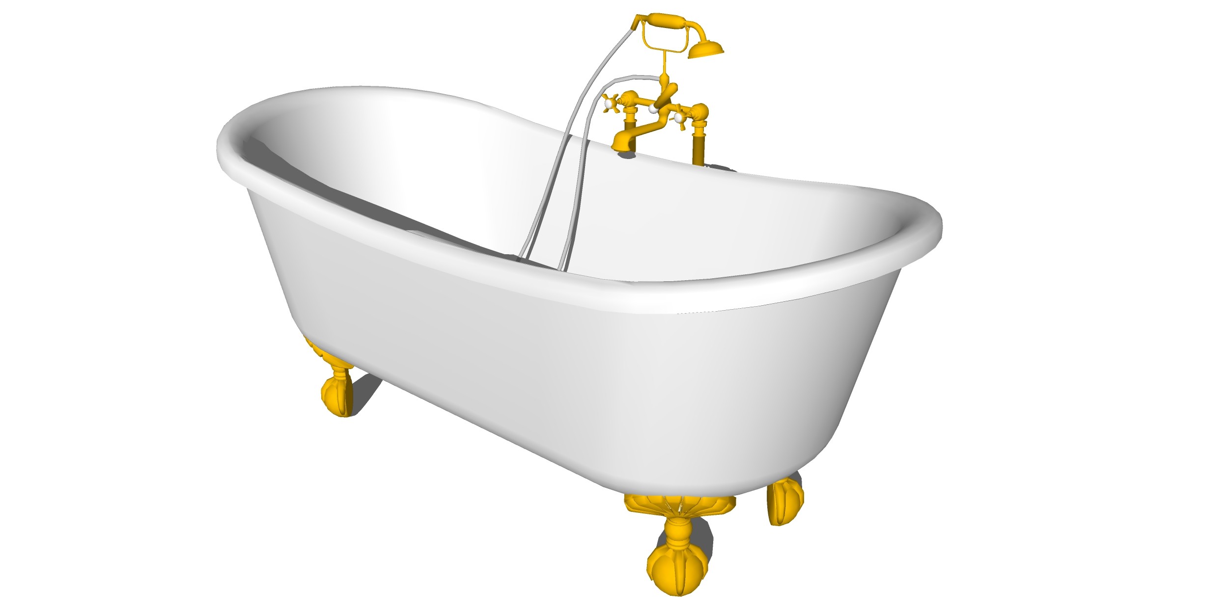14欧式美式法式开放独立浴缸花洒SketchUpsu草图模型下载