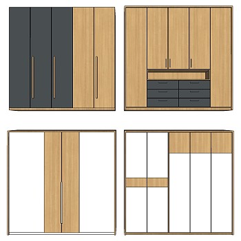 (56) 北欧现代衣柜衣橱su草图模型下载