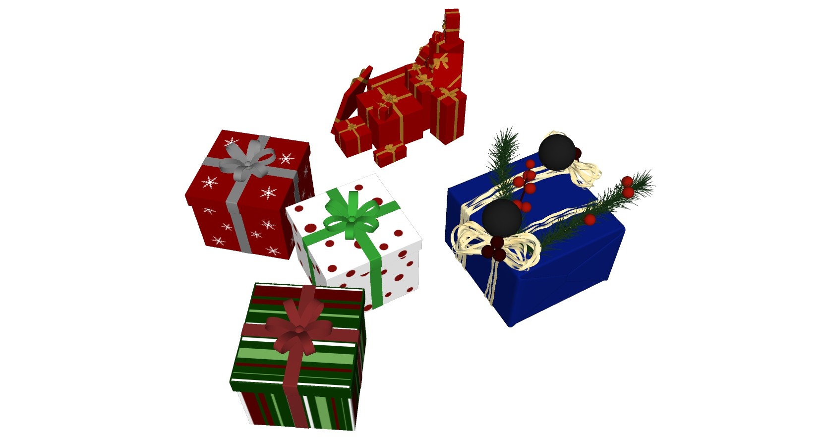 (8)礼品礼物盒包装圣诞礼物su草图模型下载