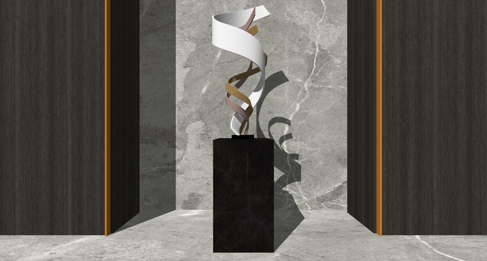 (13)抽象金属雕塑摆台摆件su草图模型下载