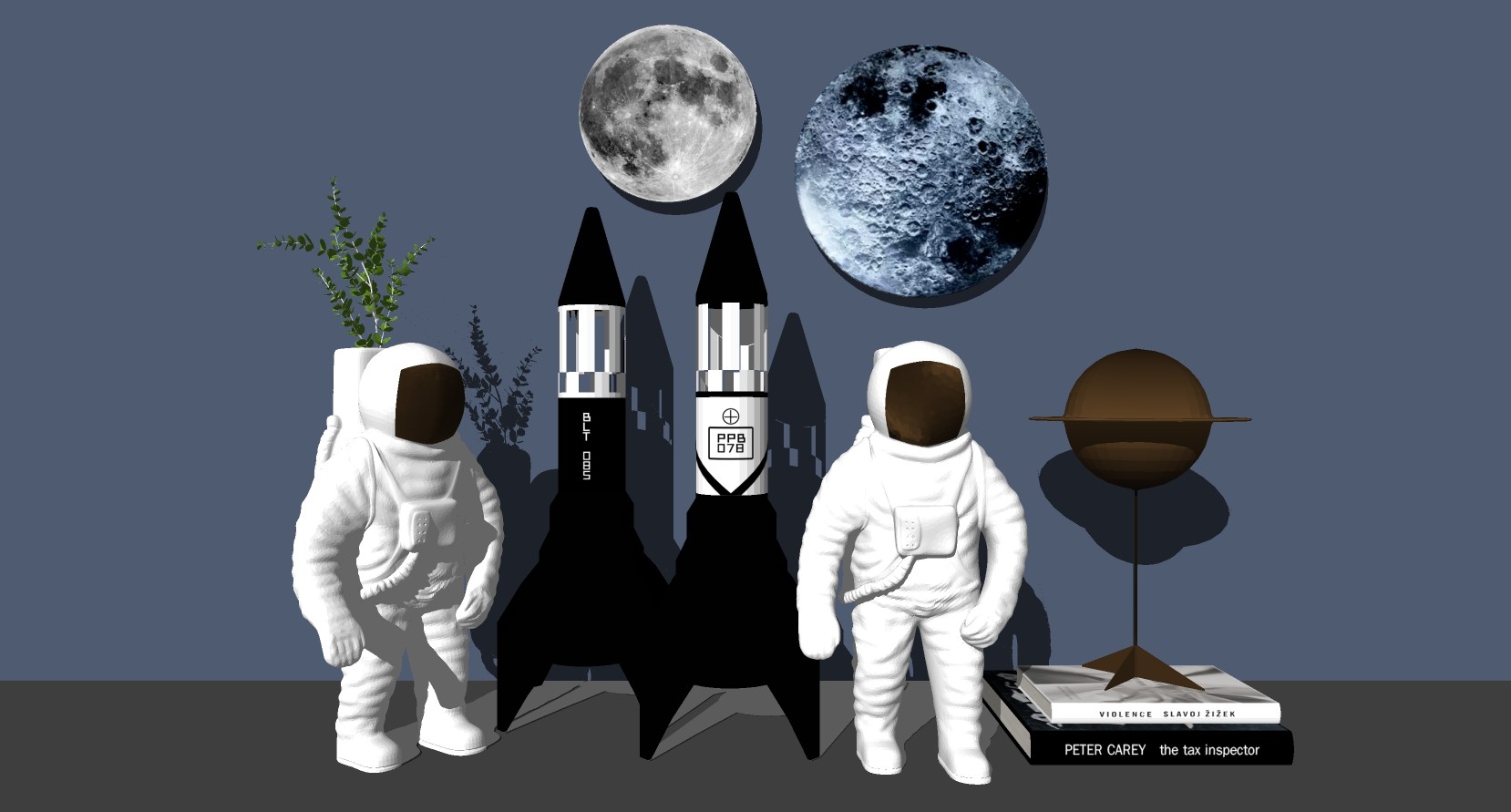 (15)太空主题儿童房饰品航天员宇航员火箭月球服su草图模型下载