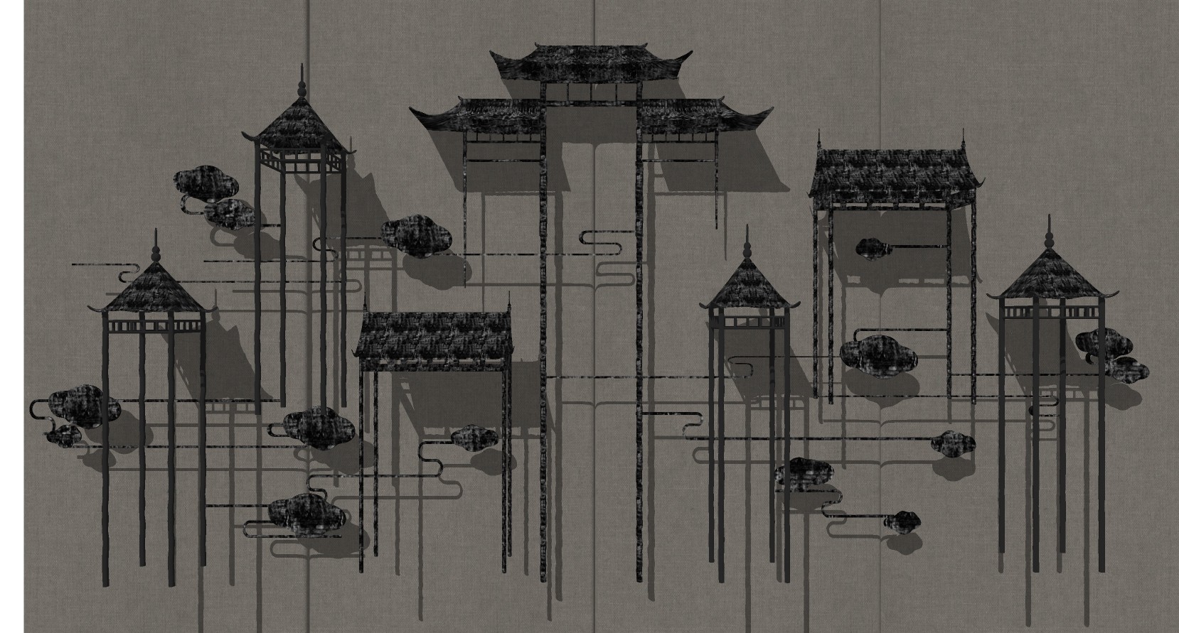 (26)中式铁艺中式建筑挂饰挂件摆件su草图模型下载
