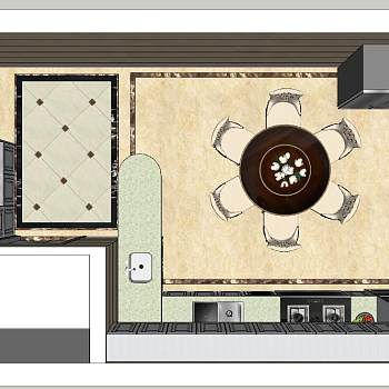 47简欧美式厨房  su草图模型下载