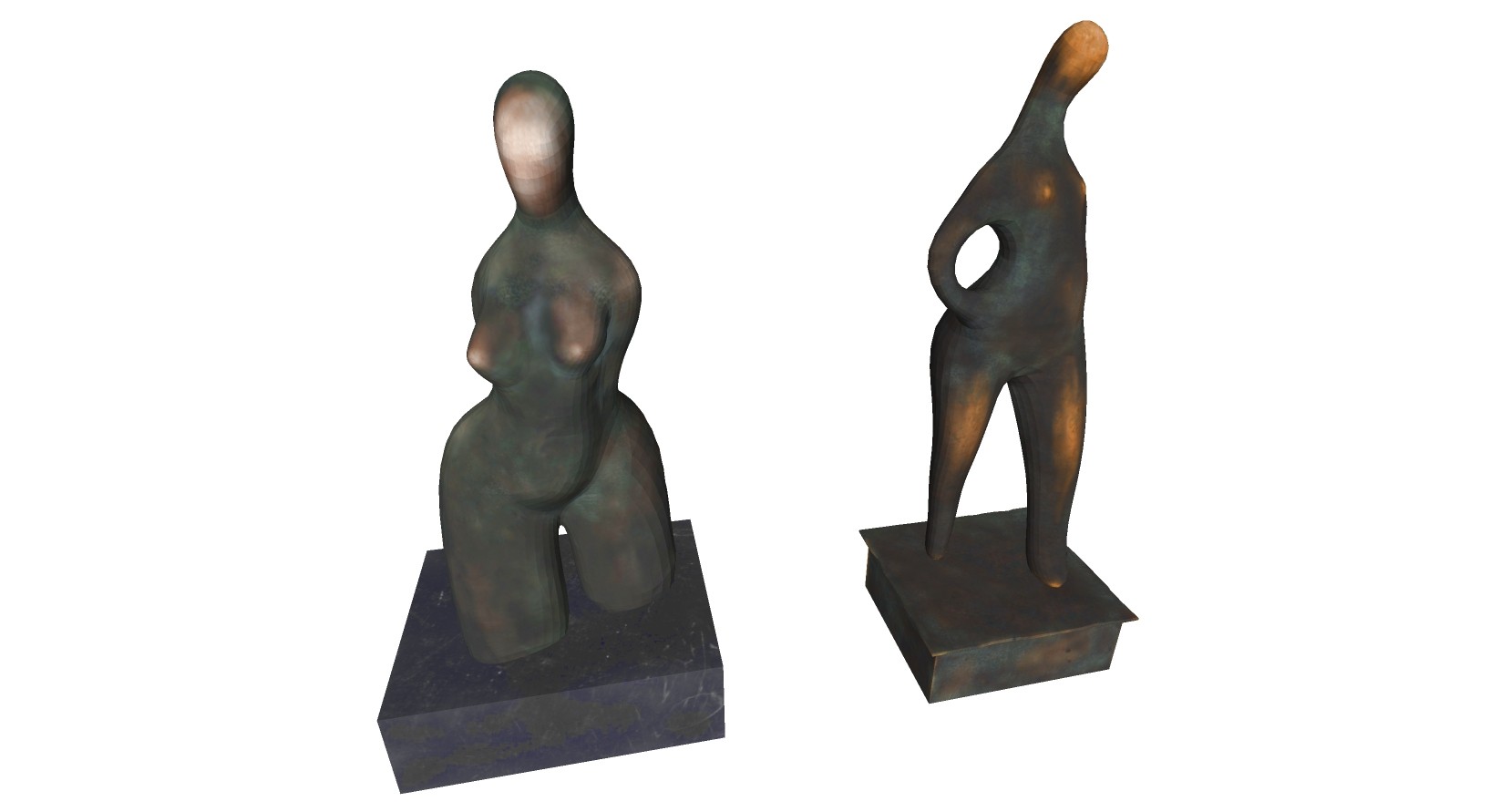 (4)现代金属抽象人物雕塑su草图模型下载