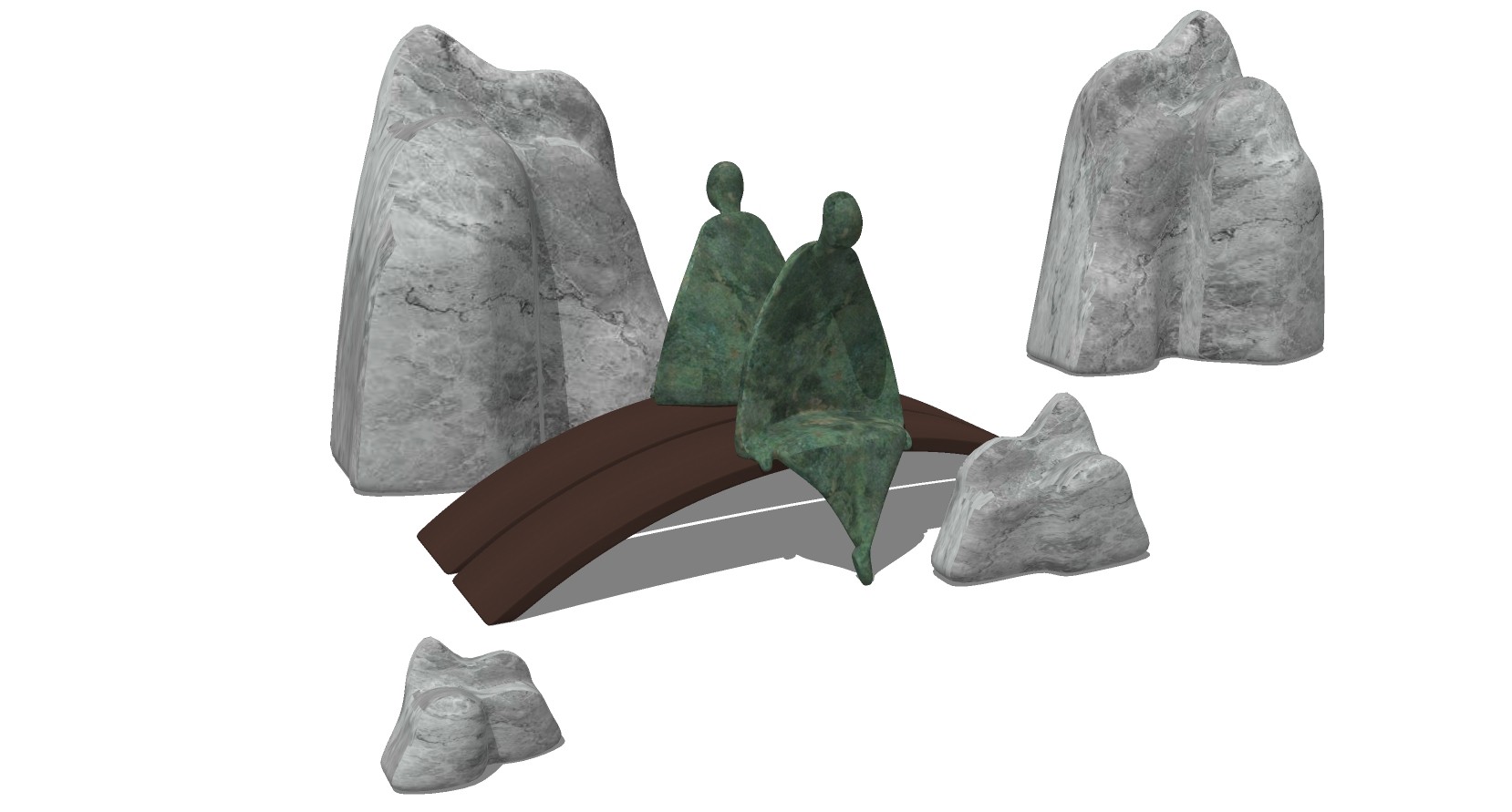 (8)中式抽象人物景观石头人物雕塑摆件su草图模型下载