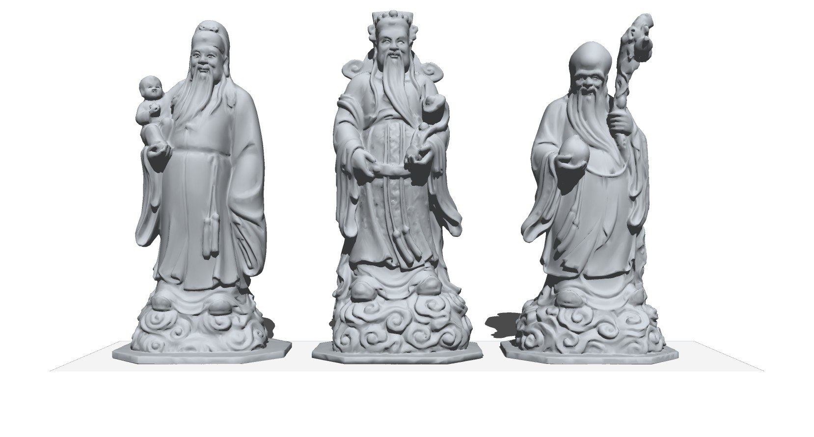 (16)财神老寿星古典神话人物雕塑雕像摆件佛堂su草图模型下载