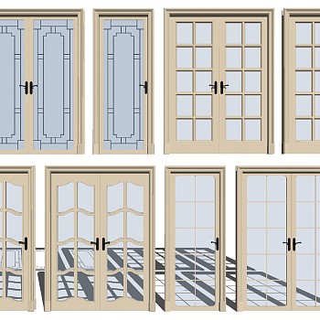 11新中式双开门 组合su草图模型下载
