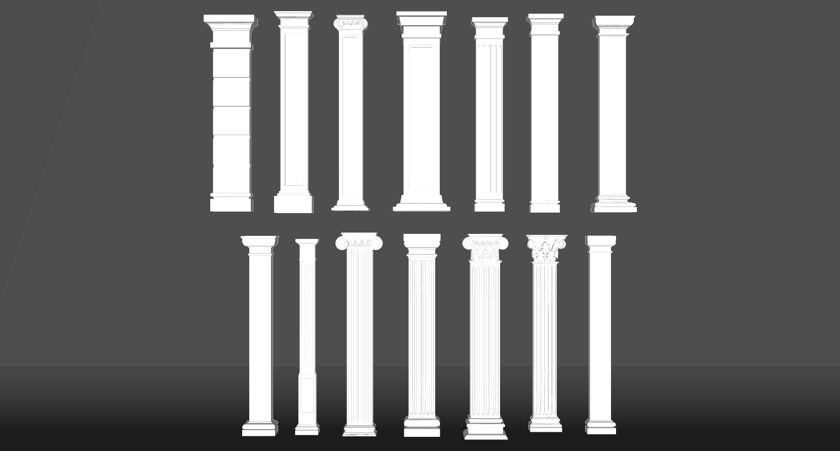 10欧式法式罗马柱柱子柱头柱基装饰柱子su草图模型下载