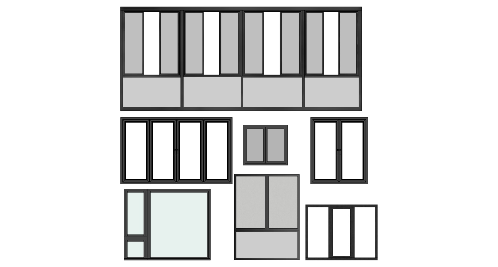 (40)现代建筑阳台窗户su草图模型下载