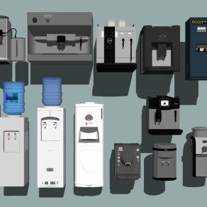 31饮水机咖啡机组合大型咖啡机su草图模型下载