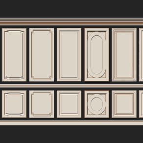 12欧式法式护墙板门板橱柜门板组合su草图模型下载