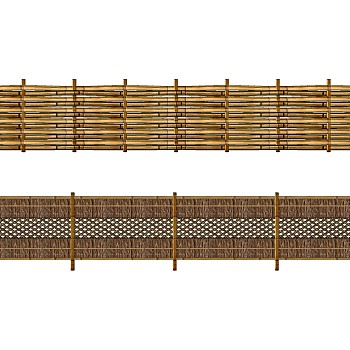 竹篱笆栅栏农家乐民宿墙 (3)su草图模型下载