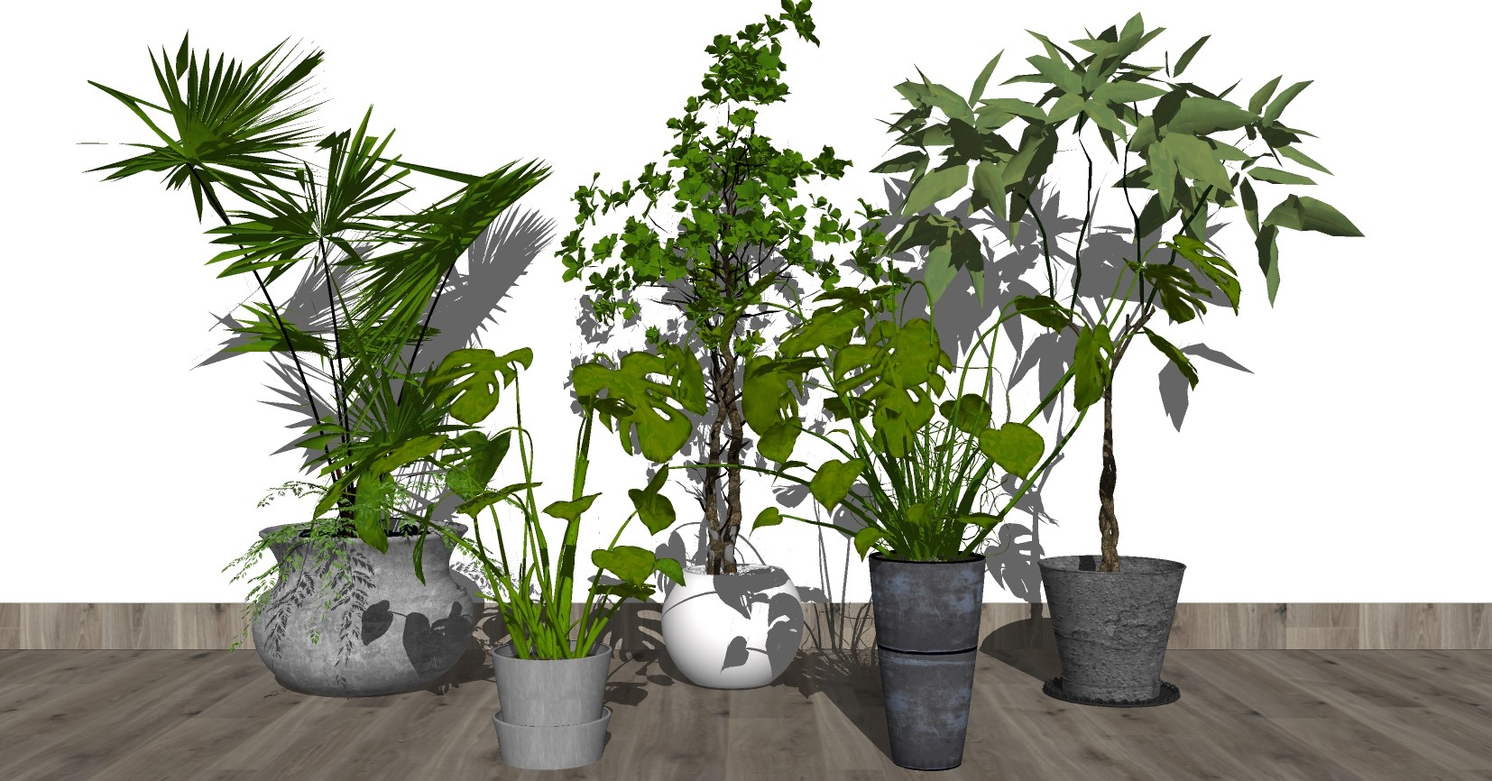8现代绿植,盆栽,花盆,植物花架su草图模型下载