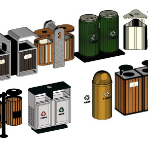 现代户外垃圾桶垃圾箱su草图模型下载