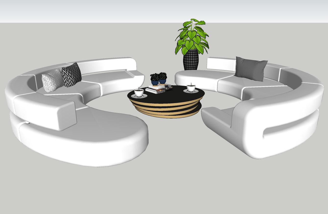 13现代圆形，弧形，异形，沙发组合SU模型下载su草图模型下载