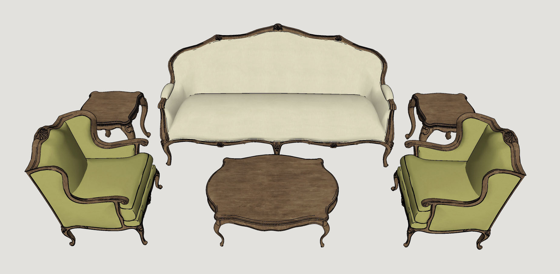 欧式美式古典沙发茶几组合 欧式高背单椅