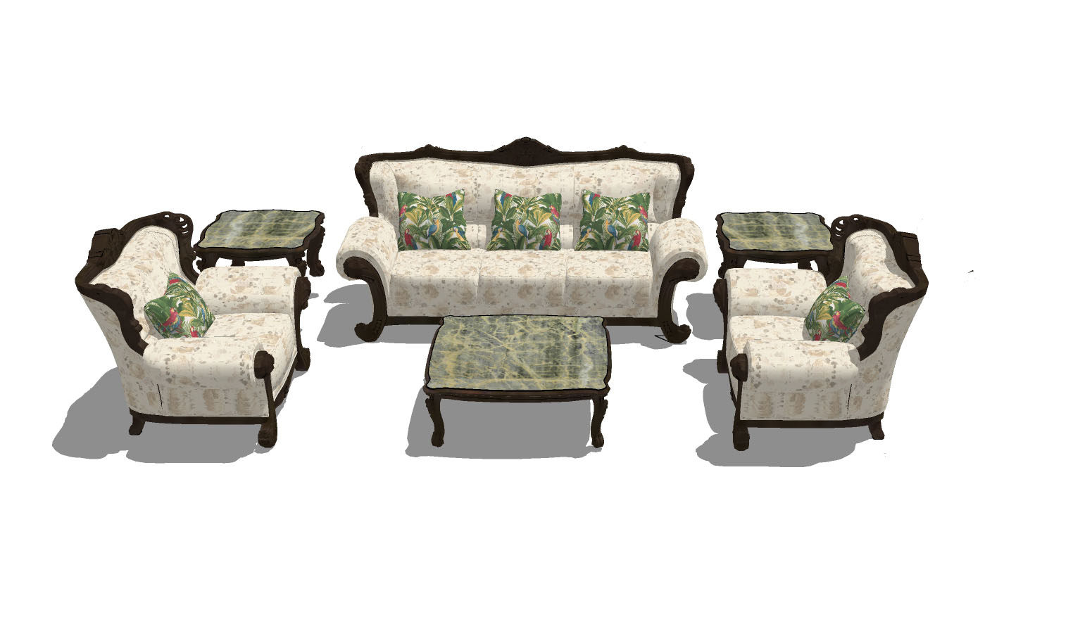 欧式古典美式沙发茶几组合 雕花古典沙发