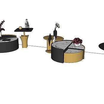 05现代茶几 茶几 装饰品 边几 床头柜su草图模型下载