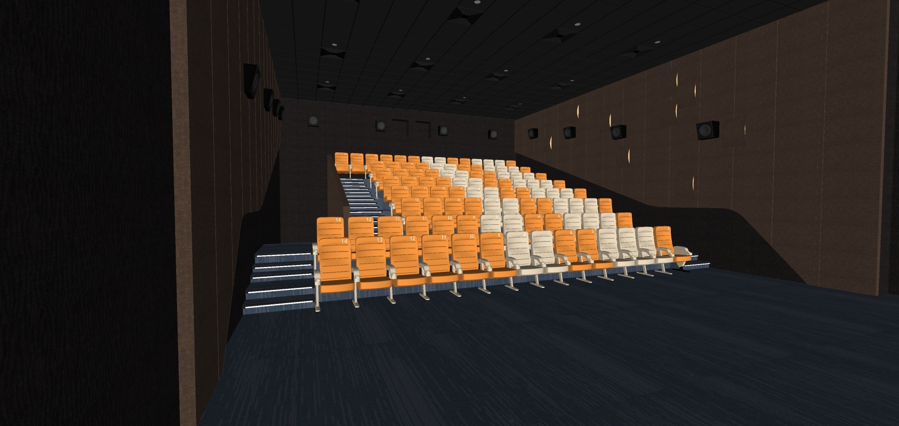 194电影院，剧院,放映厅，影院椅子su草图模型下载