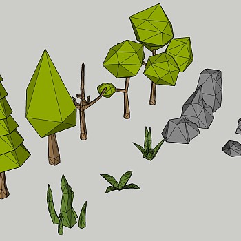 室外景观植物 su草图模型下载