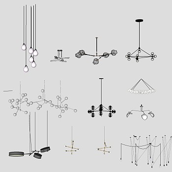 现代灯具su草图模型下载