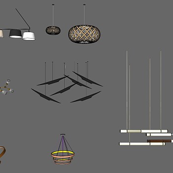 现代灯具su草图模型下载