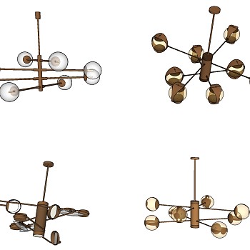 吊灯组合 su草图模型下载