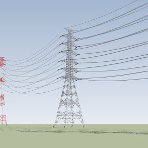 13高压线架子,高压输电线电力设施，现代风格电塔，信号塔，高压线塔su草图模型下载