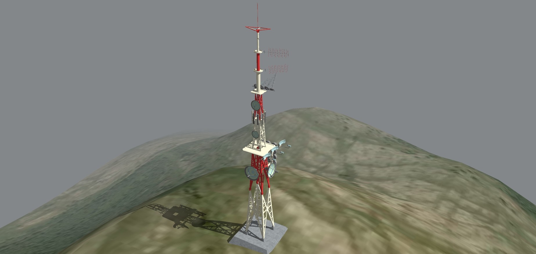 15信号塔 雷达站 电信塔 高山上电讯站su草图模型下载