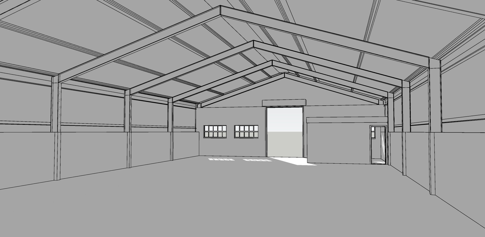 104钢框架仓库工业厂房 温室 室外 帐篷su草图模型下载