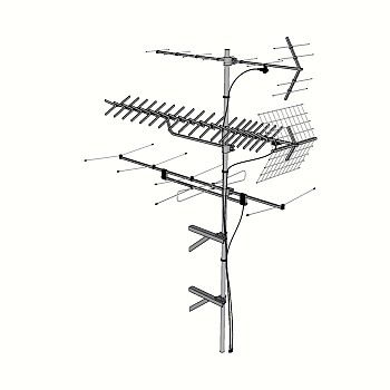122电视天线，无线天线 电视信号接收器su草图模型下载