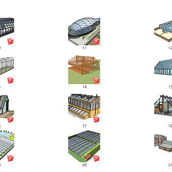 123农业大棚 工业厂房 阳光房 花房 种植大棚 植物园 采摘园 农庄（1）su草图模型下载