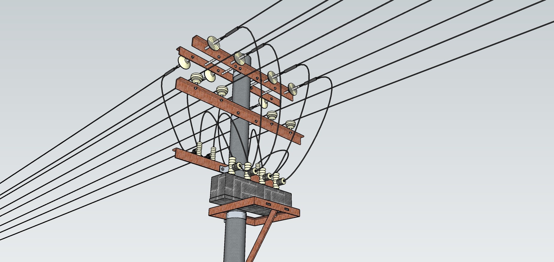 157高压电线杆设施，高压输电线电力设施，高压线塔  电线杆su草图模型下载