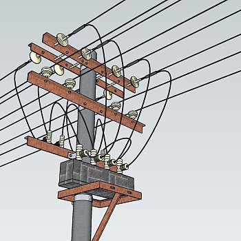 157高压电线杆设施，高压输电线电力设施，高压线塔  电线杆su草图模型下载